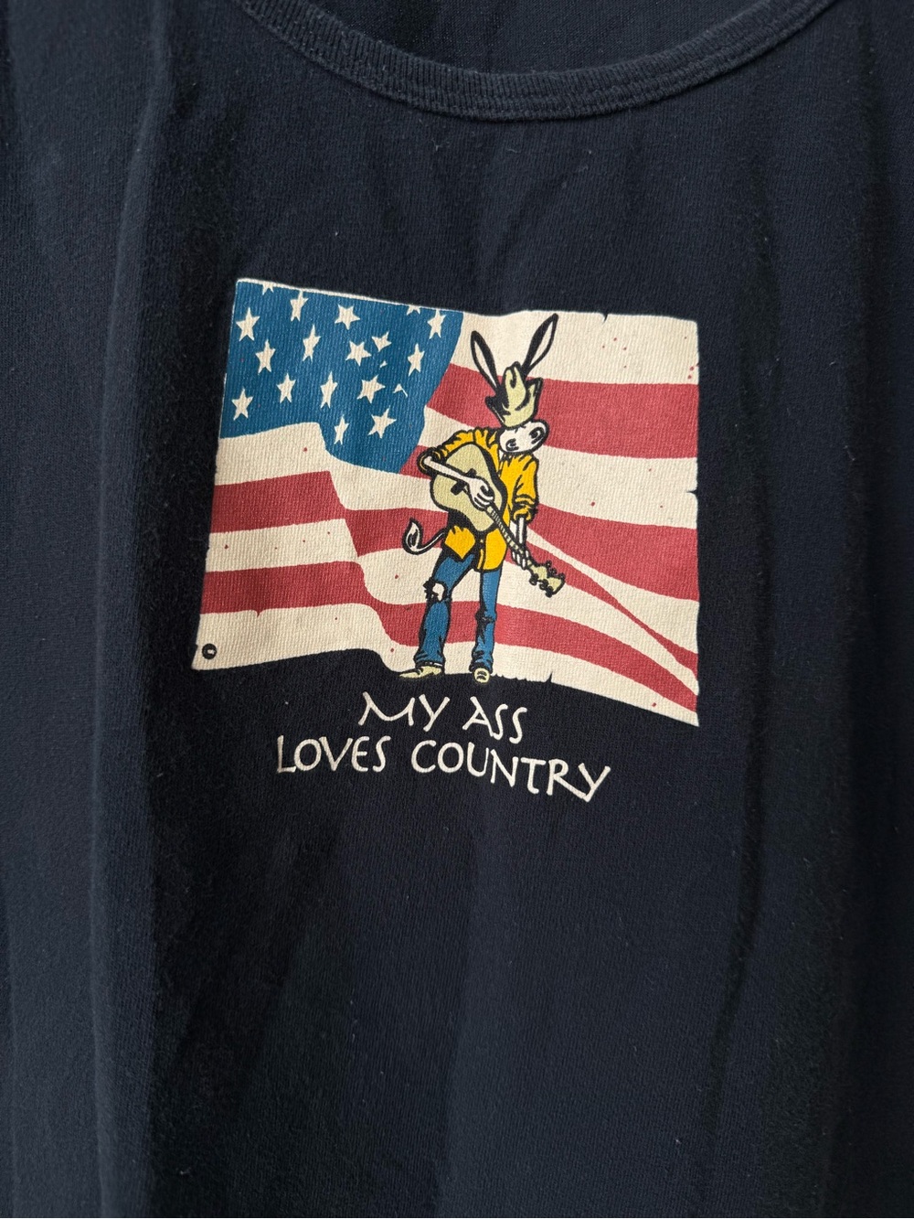 Black Graphic Tank with Patriotic Donkey and Guitar - Picture 2 of 6